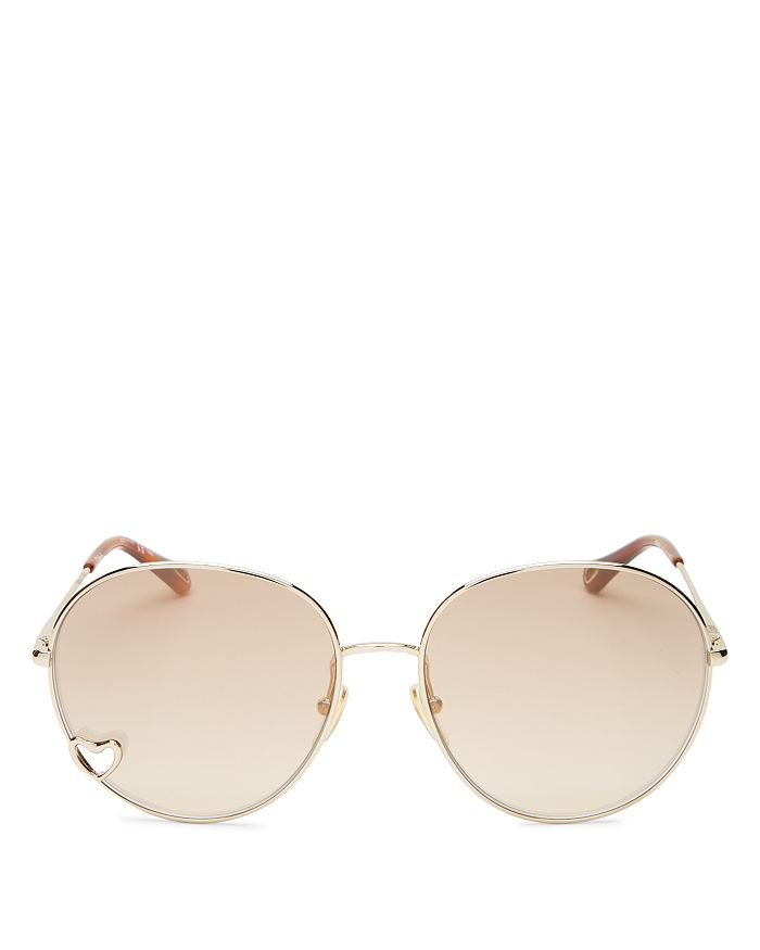 Chloé Women's Round Sunglasses, 61mm In Gold/pink Gradient