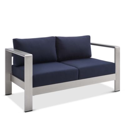  Shore Sunbrella Fabric Aluminum Outdoor Patio Loveseat