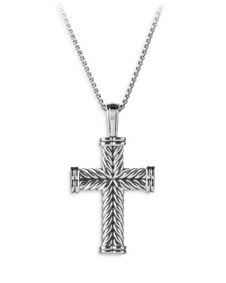 David Yurman Men's Chevron Cross Pendant in Sterling Silver, 40mm