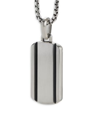 Sterling Silver Beveled Dog Tag Pendant