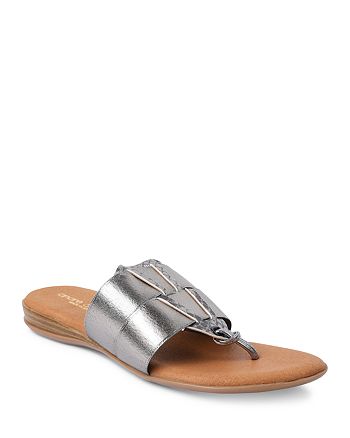 Andre Assous - Women's Elise Featherweights™ Elastic & Embossed Leather Slide Sandals