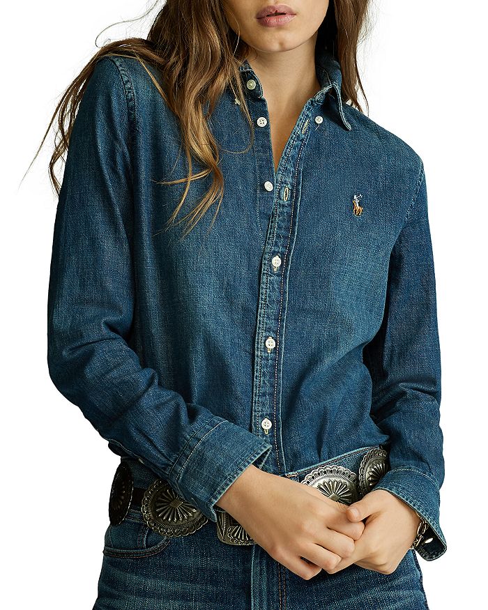 goud Vuilnisbak te ontvangen Ralph Lauren Custom Fit Denim Shirt | Bloomingdale's
