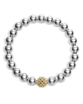 Sterling Silver & 18K Yellow Gold Signature Caviar Stretch Bracelet