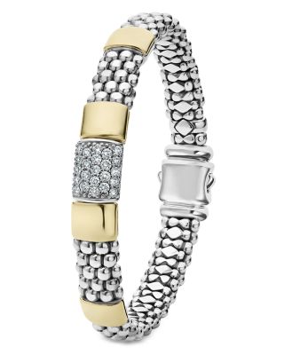 Sterling Silver & 18K Gold High Bar Diamond Bracelet, 6 - Exclusive