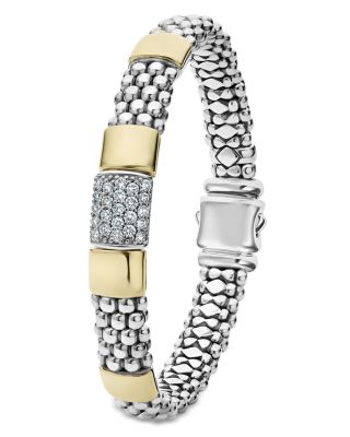 Sterling Silver & 18K Gold High Bar Diamond Bracelet, 8 - Exclusive