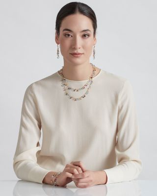 18K Yellow Gold Paradise Mixed Gemstone Long Necklace, 36"