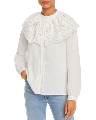 Rebecca Taylor - Eyelet Cape Collar Blouse