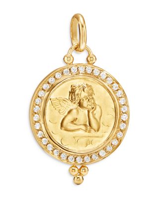 Temple St. Clair - 18K Gold 16mm Angel Pendant with Diamond Pav&eacute;