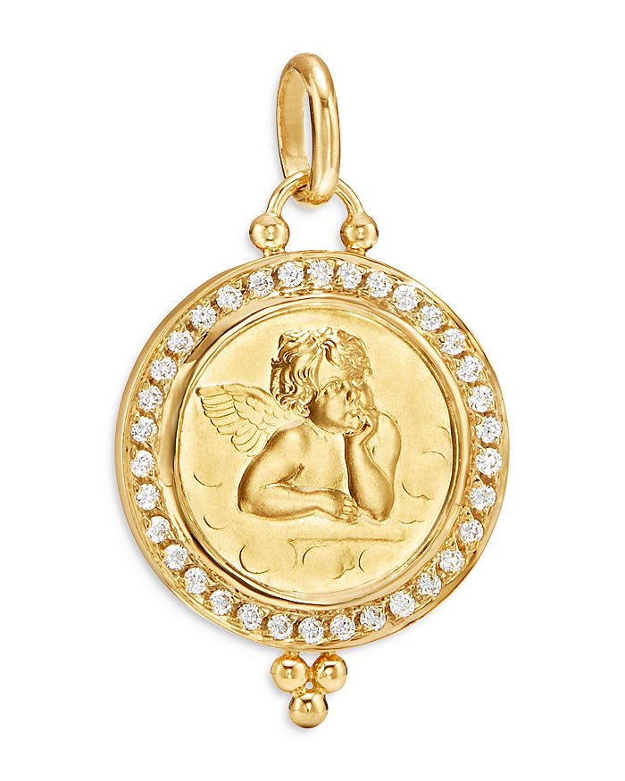 Temple St. Clair 18K Gold 16mm Angel Pendant with Diamond Pavé Bloomingdale's