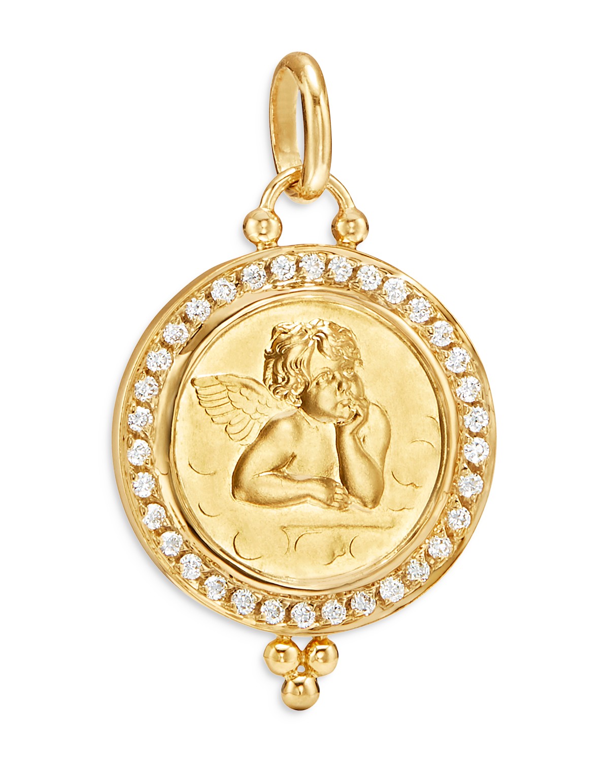 18K Gold 16mm Angel Pendant with Diamond Pavé