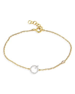 Zoe Lev 14k Yellow Gold Diamond Initial & Bezel Bracelet In Q/gold