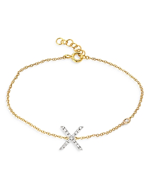 Zoe Lev 14k Yellow Gold Diamond Initial & Bezel Bracelet In X/gold