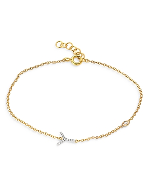 Zoe Lev 14k Yellow Gold Diamond Initial & Bezel Bracelet In Y/gold