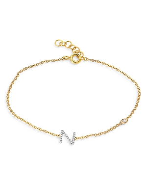 Zoe Lev 14k Yellow Gold Diamond Initial & Bezel Bracelet In Z/gold