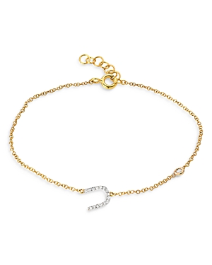 Zoe Lev 14k Yellow Gold Diamond Initial & Bezel Bracelet In U/gold