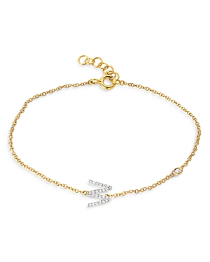 Zoe Lev 14k Yellow Gold Diamond Initial & Bezel Bracelet In W/gold