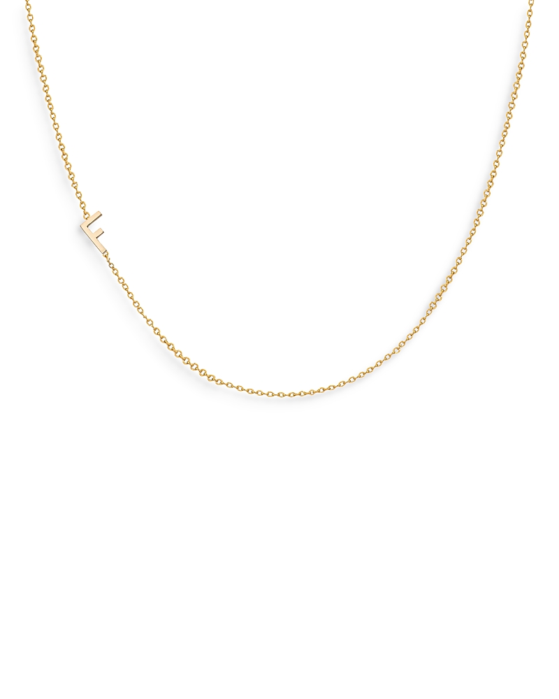 Zoe Lev 14k Yellow Gold Asymmetrical Initial Pendant Necklace, 18l In F/gold