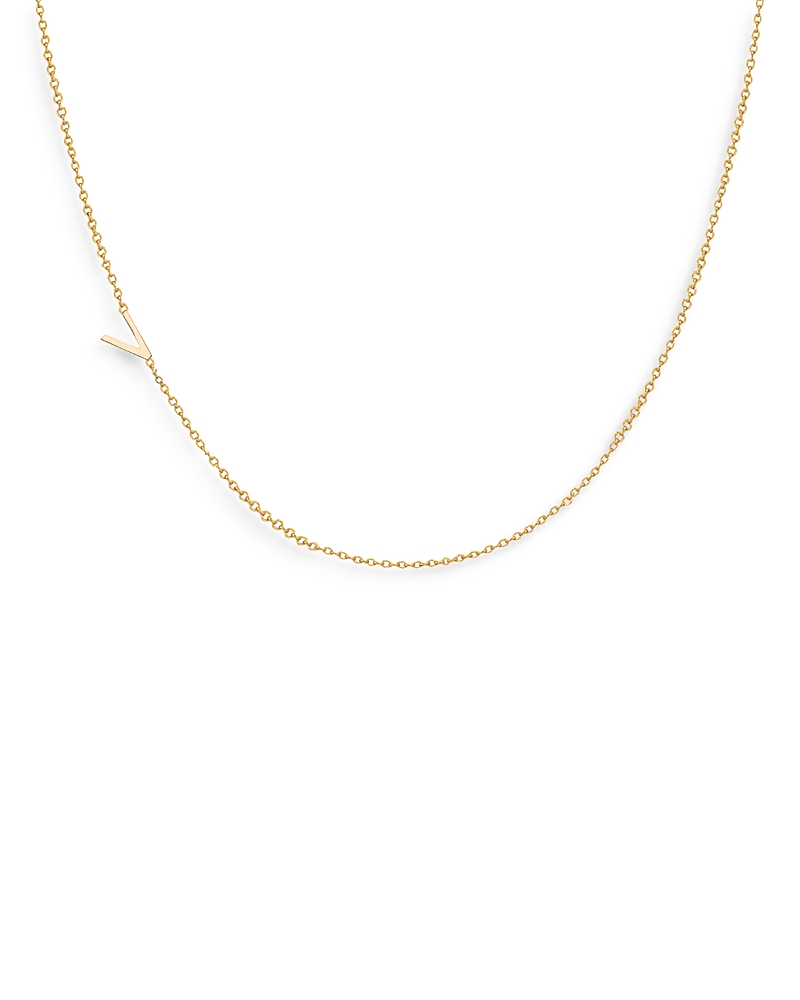 Zoe Lev 14k Yellow Gold Asymmetrical Initial Pendant Necklace, 18l In V/gold