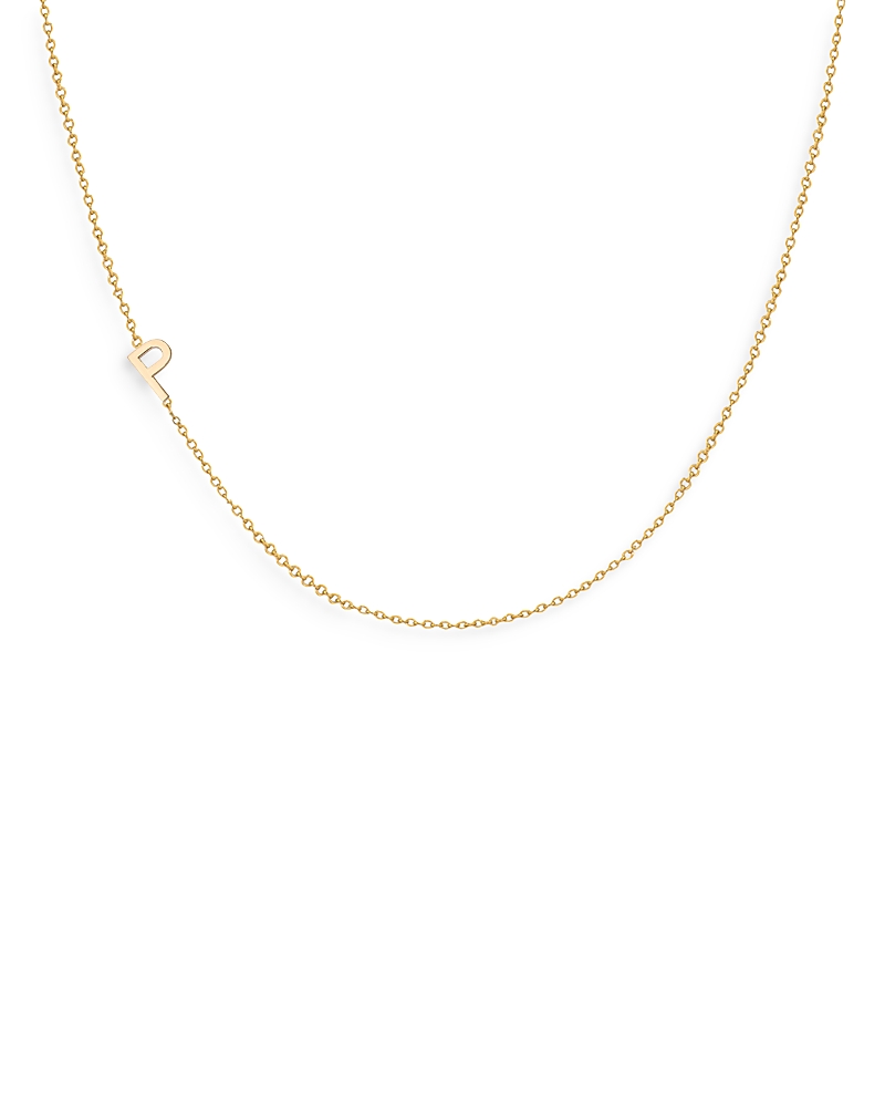 Zoe Lev 14k Yellow Gold Asymmetrical Initial Pendant Necklace, 18l In P/gold