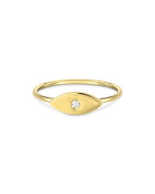 14K Yellow Gold Diamond Evil Eye Ring