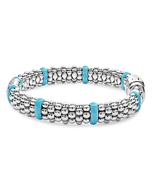 Lagos Blue Caviar & Diamond Sterling Silver Bracelet, 6 In Silver/blue