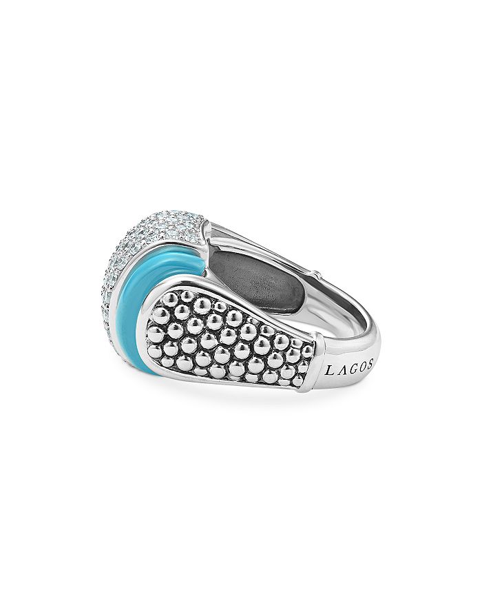 Shop Lagos Blue Caviar & Diamond Sterling Silver Statement Ring In Blue/silver