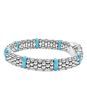 Shop Lagos Blue Caviar & Diamond Sterling Silver Bracelet, 7 In Silver/blue