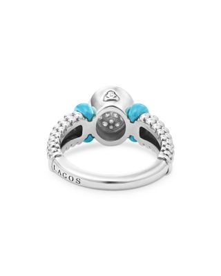 Blue Caviar & Diamond Sterling Silver Statement Ring
