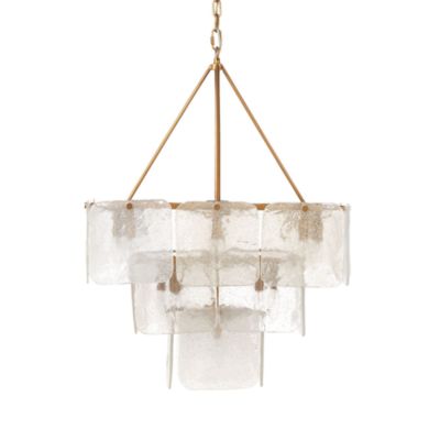 Perignon Three Tier Melted Glass and Iron Chandelier