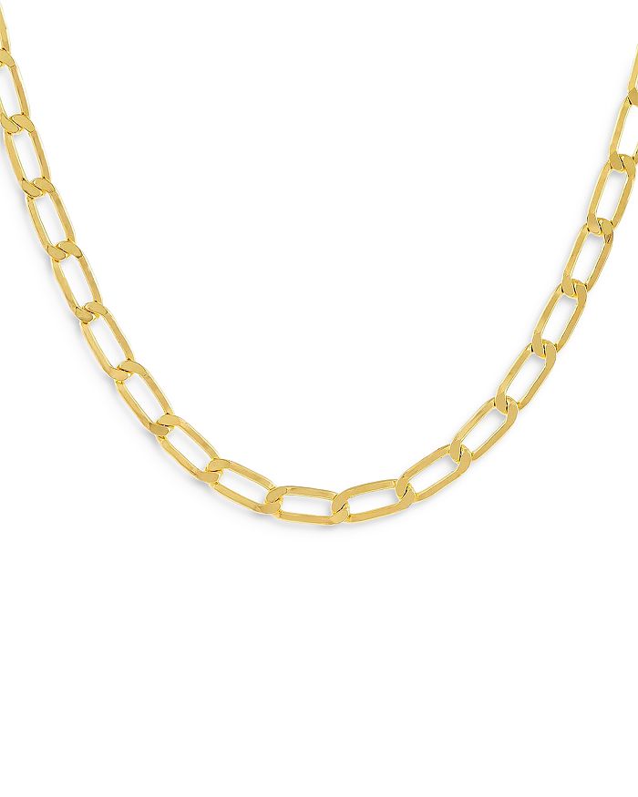 Adinas Jewels Twisted Paperclip Collar Necklace In Gold Tone Sterling Silver, 15.75
