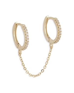 ADINAS JEWELS PAVE CHAINED DOUBLE HUGGIE HOOP EARRINGS,A168GLD-SNGL