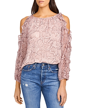 1.STATE COLD SHOULDER RUFFLE SLEEVE BLOUSE,8150134