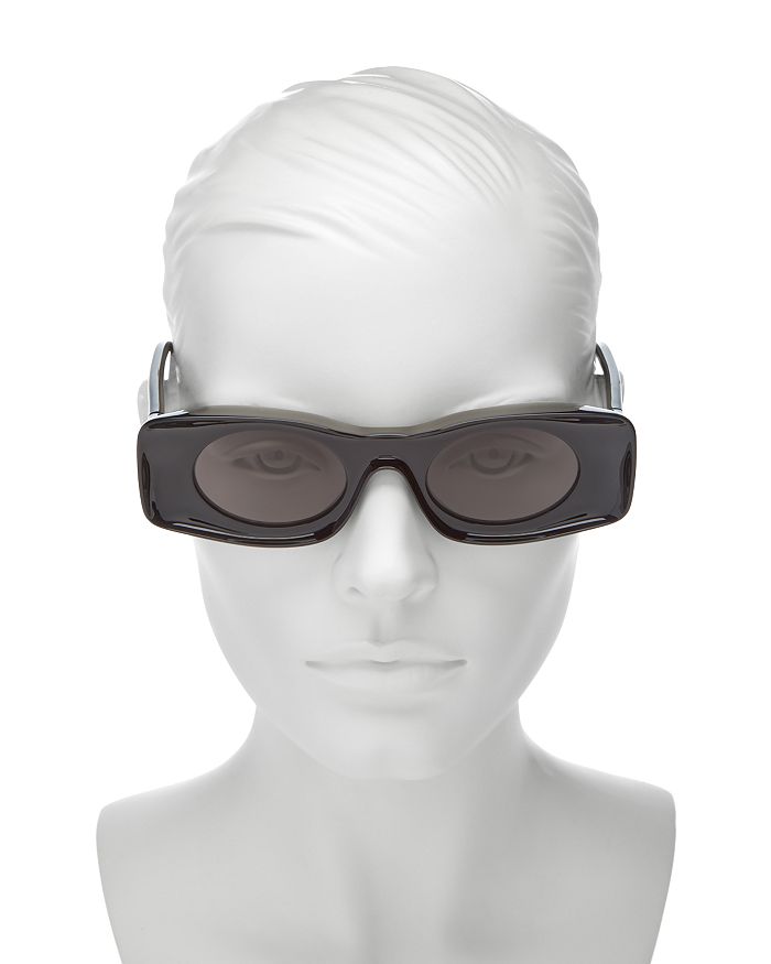 Shop Loewe Paula's Ibiza Rectangle Sunglasses, 49mm In Black/gray Solid