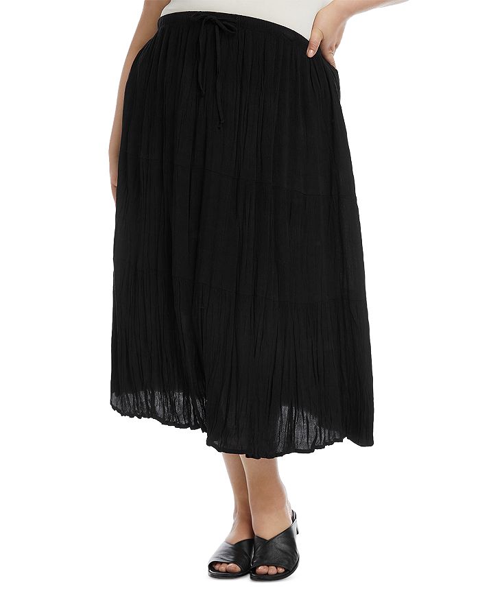 Karen Kane Plus Tiered Midi Skirt In Black