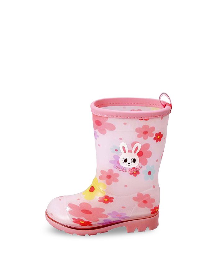 Shop Miki House Girls' Flower Print Rain Boots Toddler In Pink