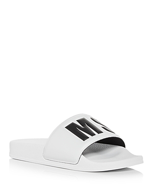 Msgm Logo-embossed Rubber Slides In White