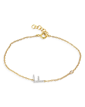 Zoe Lev 14k Yellow Gold Diamond Initial & Bezel Bracelet In F/gold