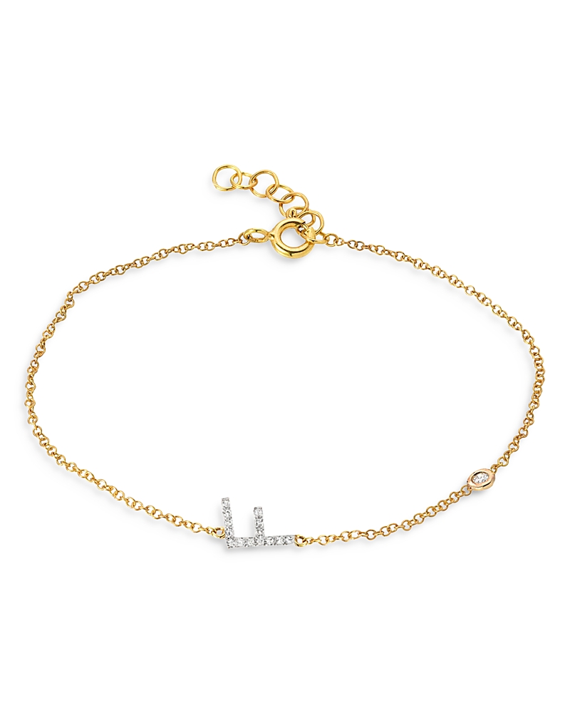 Zoe Lev 14k Yellow Gold Diamond Initial & Bezel Bracelet In F/gold