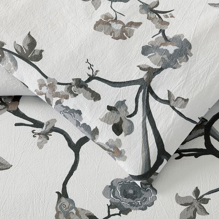 Shop Lemieux Et Cie Bird Floral Duvet Cover Set, Full/queen In Gray