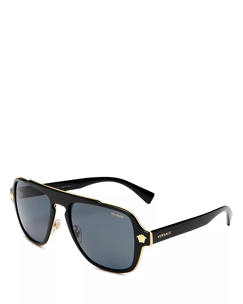 Versace Flat Top Aviator Sunglasses, 56mm