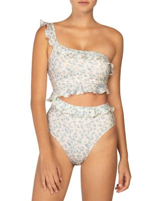 Peony - Printed Ruffled Cutout One Piece Swimsuit