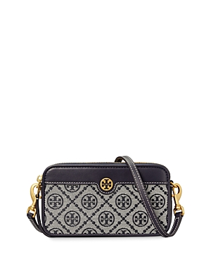 T Monogram Jacquard Double-Zip Mini Bag, Handbags