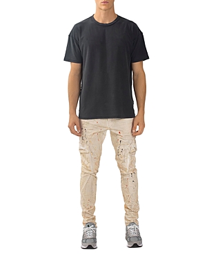 Purple Brand Slim Fit Spattered Cargo Jeans in White Dirty
