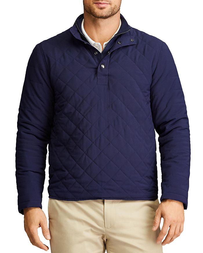 Polo Ralph Lauren Quilted Stretch Pullover In Navy