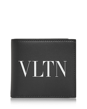 Valentino Garavani Logo Print Leather Bifold Wallet In Nero/bianco