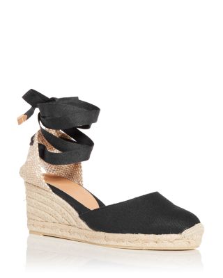 Castaã±er Women's Carina Ankle Tie Espadrille Wedge Sandals In Black