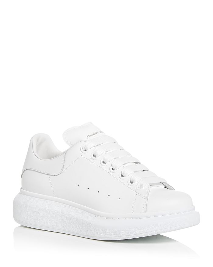 Alexander Mcqueen Leather Exaggerated-sole Sneakers In White/gold