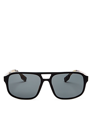 Burberry Men's Brow Bar Square Sunglasses, 58mm In Top Black On Vintage Che/ Dark Gray Gradient