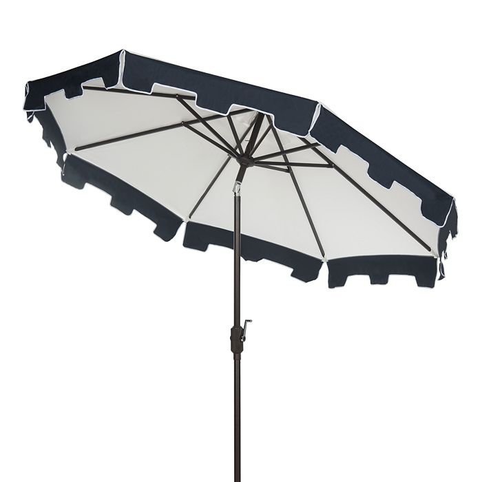 Shop Safavieh City Fashion 9 Ft Umbrella In Natural/navy