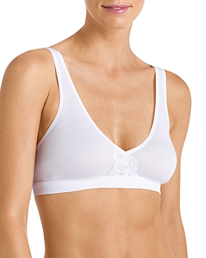 Hanro Dorea Ribbed Cotton Wireless Bra In White